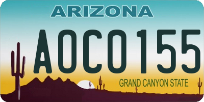 AZ license plate AOC0155