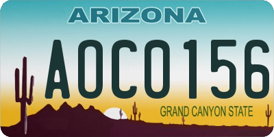 AZ license plate AOC0156