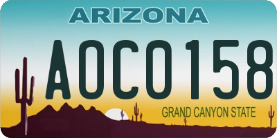 AZ license plate AOC0158
