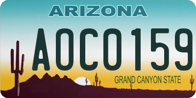 AZ license plate AOC0159