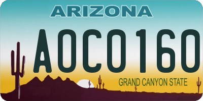 AZ license plate AOC0160