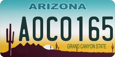 AZ license plate AOC0165