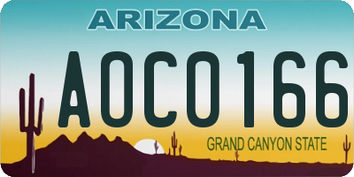 AZ license plate AOC0166