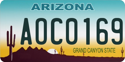 AZ license plate AOC0169