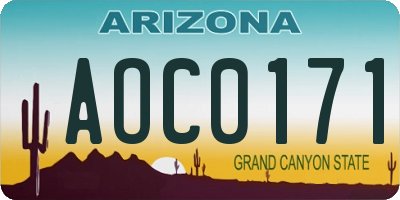 AZ license plate AOC0171