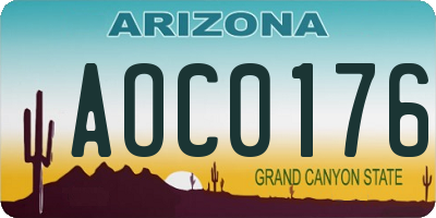AZ license plate AOC0176