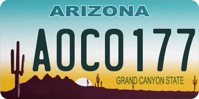 AZ license plate AOC0177