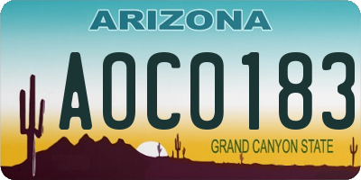 AZ license plate AOC0183