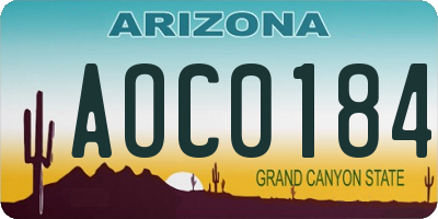 AZ license plate AOC0184