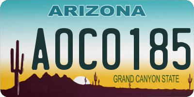 AZ license plate AOC0185