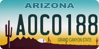 AZ license plate AOC0188