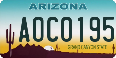 AZ license plate AOC0195