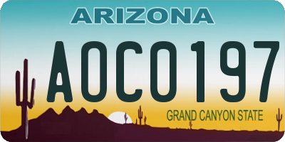 AZ license plate AOC0197