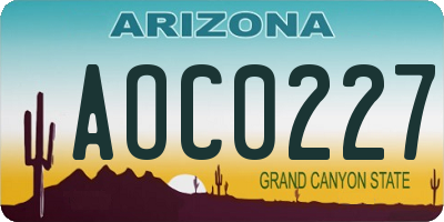 AZ license plate AOC0227