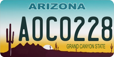 AZ license plate AOC0228