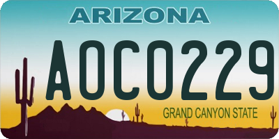 AZ license plate AOC0229