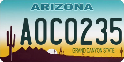 AZ license plate AOC0235