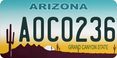 AZ license plate AOC0236