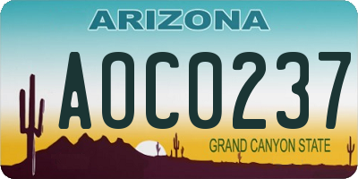 AZ license plate AOC0237