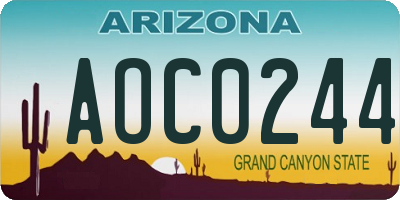 AZ license plate AOC0244