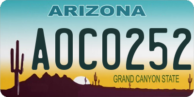 AZ license plate AOC0252