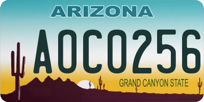 AZ license plate AOC0256