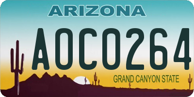 AZ license plate AOC0264