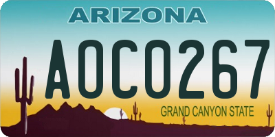AZ license plate AOC0267
