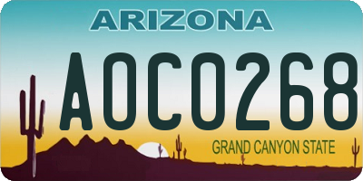 AZ license plate AOC0268