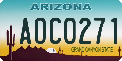 AZ license plate AOC0271