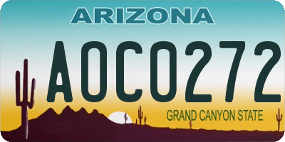 AZ license plate AOC0272