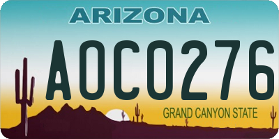 AZ license plate AOC0276