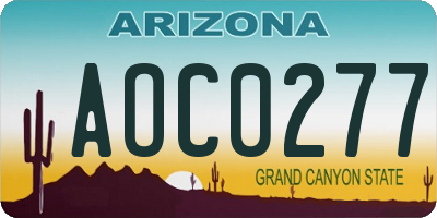 AZ license plate AOC0277