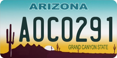 AZ license plate AOC0291