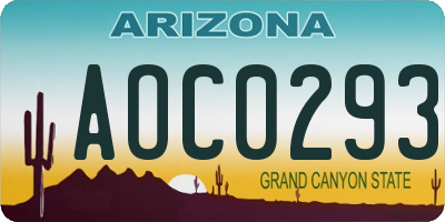 AZ license plate AOC0293