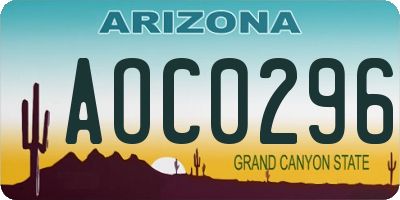 AZ license plate AOC0296