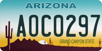 AZ license plate AOC0297