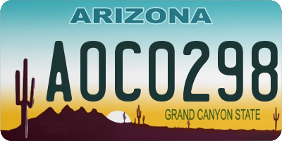 AZ license plate AOC0298