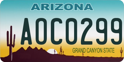 AZ license plate AOC0299