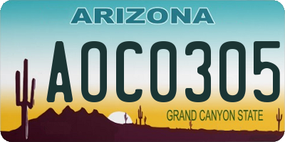 AZ license plate AOC0305