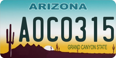 AZ license plate AOC0315