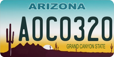 AZ license plate AOC0320