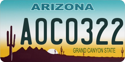 AZ license plate AOC0322