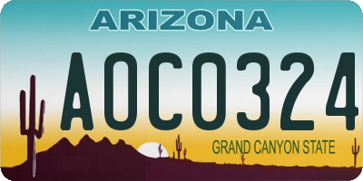 AZ license plate AOC0324
