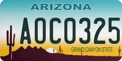 AZ license plate AOC0325