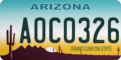 AZ license plate AOC0326