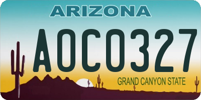AZ license plate AOC0327