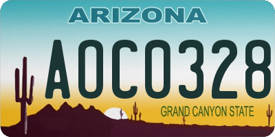 AZ license plate AOC0328