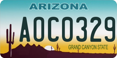 AZ license plate AOC0329