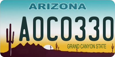 AZ license plate AOC0330